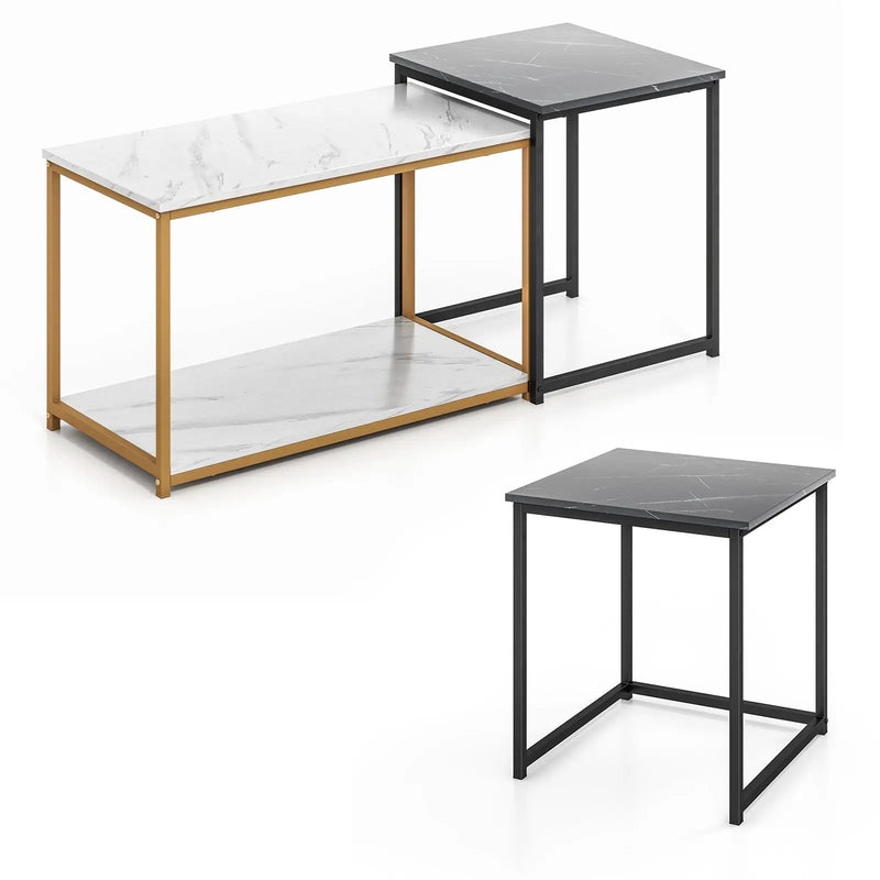 Nesting Coffee Table Set of 3-Black by DirectDeals
