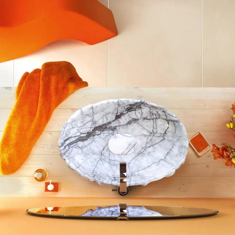 New York Marble Sculptural Artistic Vessel Sink - Polished 16x26 by GobekDesign