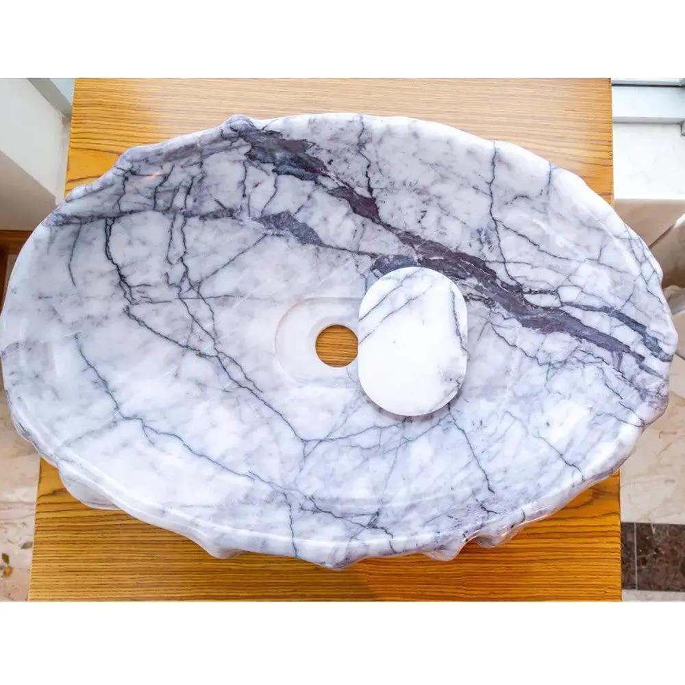 New York Marble Sculptural Artistic Vessel Sink - Polished 16x26 by GobekDesign