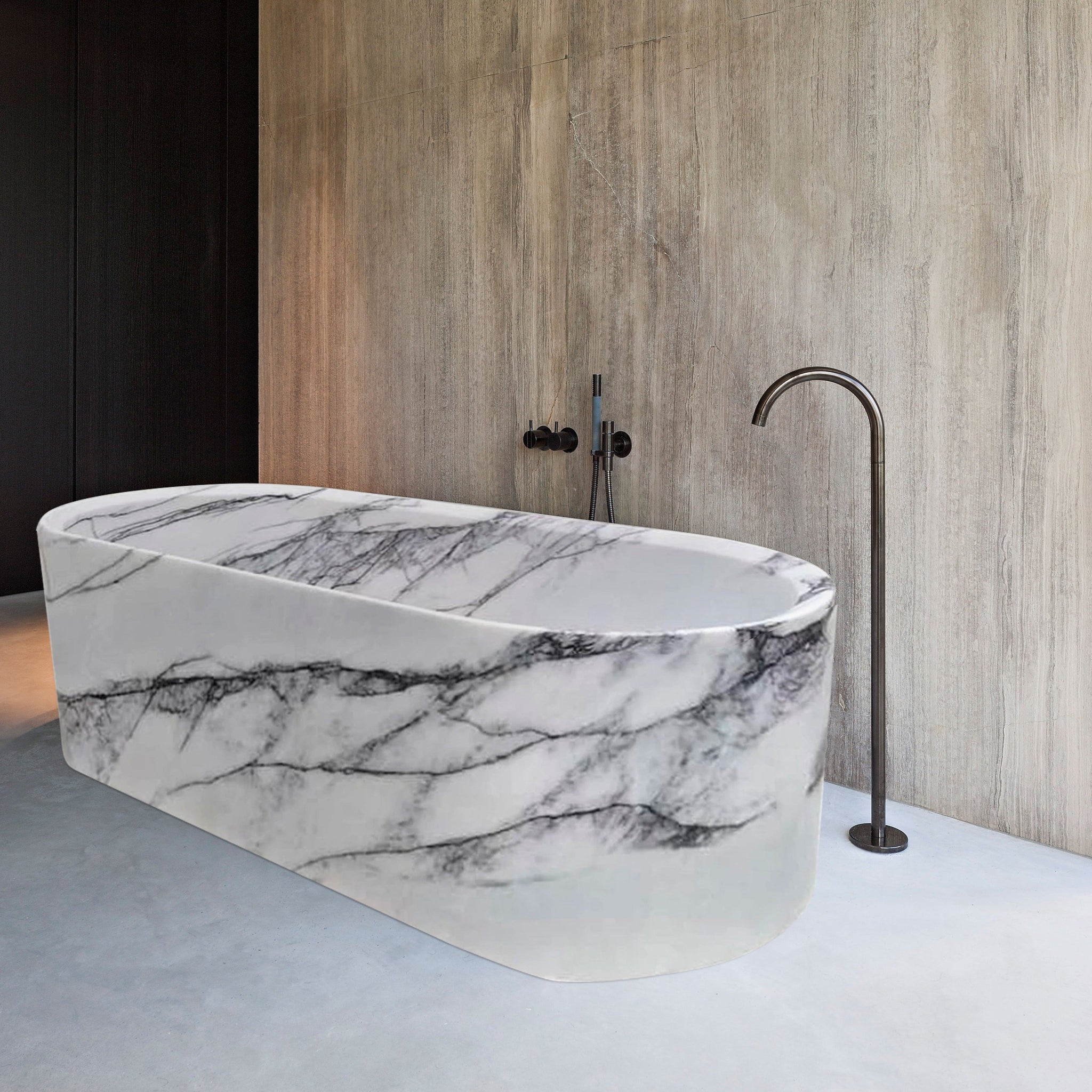 New York Marble Bathtub Hand-carved from Solid Marble Block (W)32" (L)73" (H)24" by GobekDesign