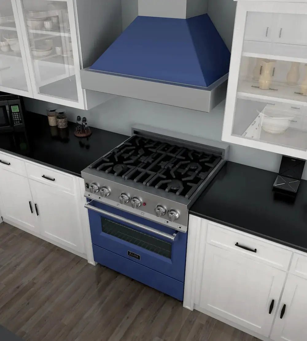 ZLINE 30" Bundle Range RAS-BM-30 & Range Hood 8654BM-30, 2KP-RASBMRH30 by Farmhouse Kitchen and Bath