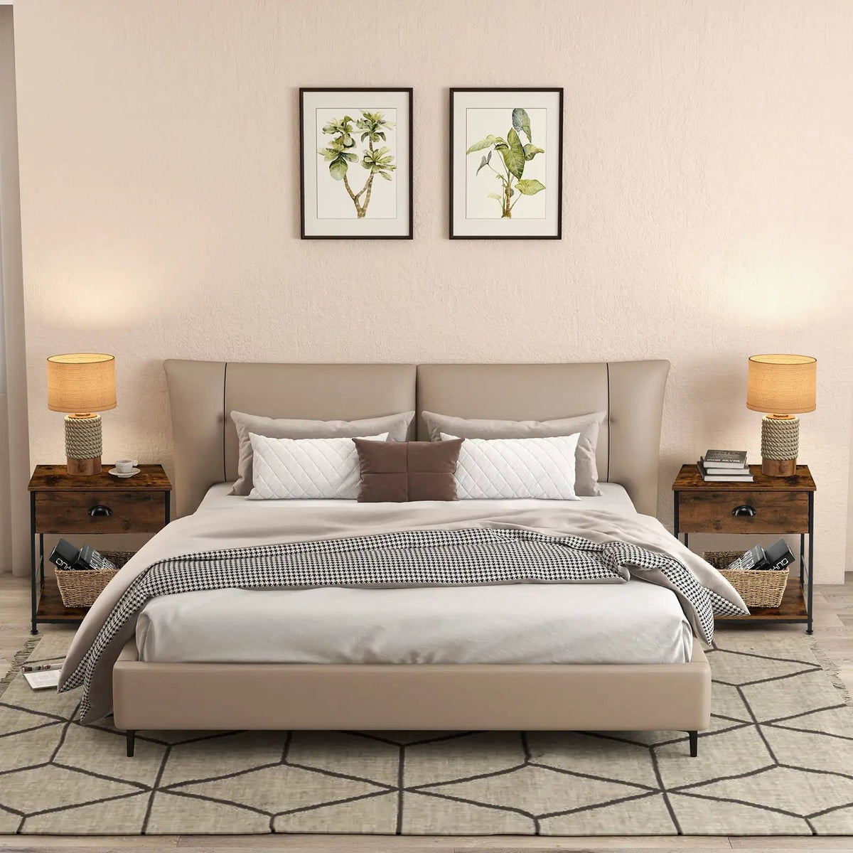 2 Tiers Nightstand with Open Storage Shelf for Living Room Bedroom by DirectDeals