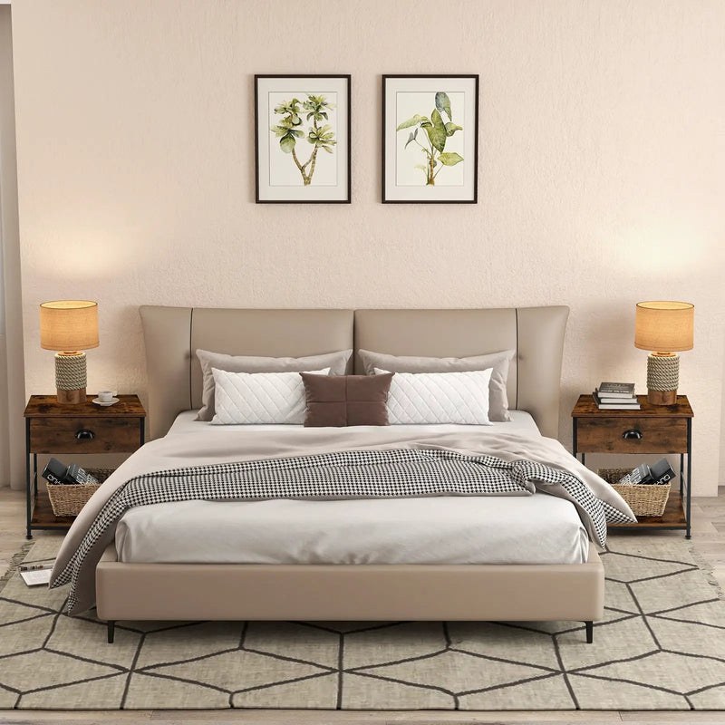 2 Tiers Nightstand with Open Storage Shelf for Living Room Bedroom by DirectDeals