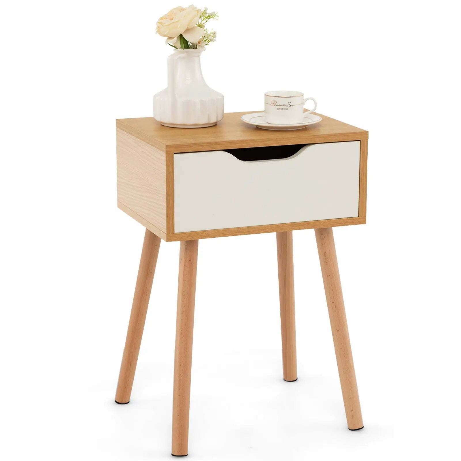 Set of 1/2 Modern Nightstand with Storage Drawer for Bedroom Living Room by DirectDeals