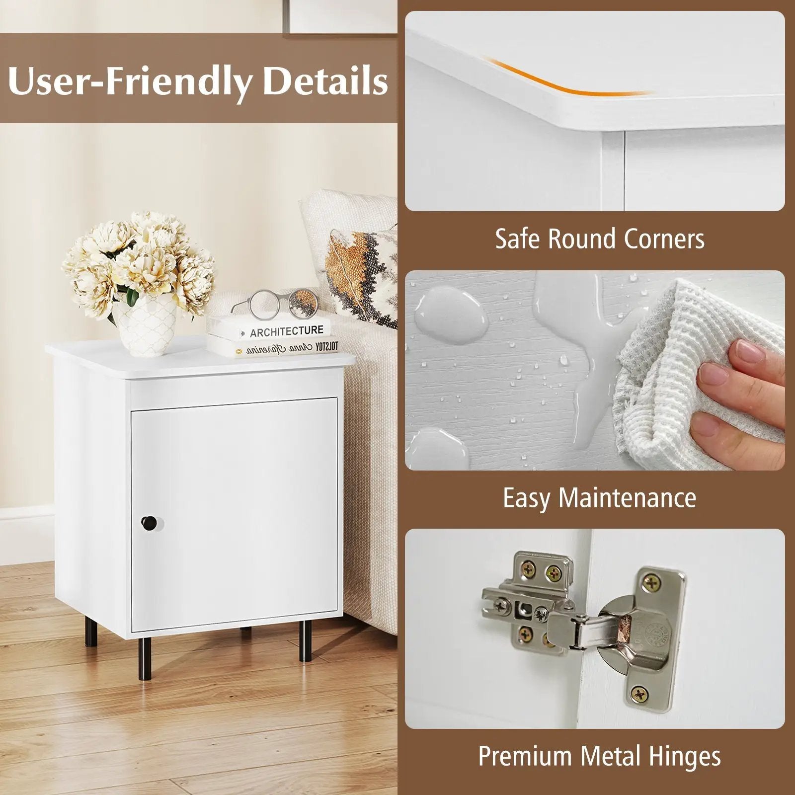 Nightstand Mid Century End Tables with Door by DirectDeals