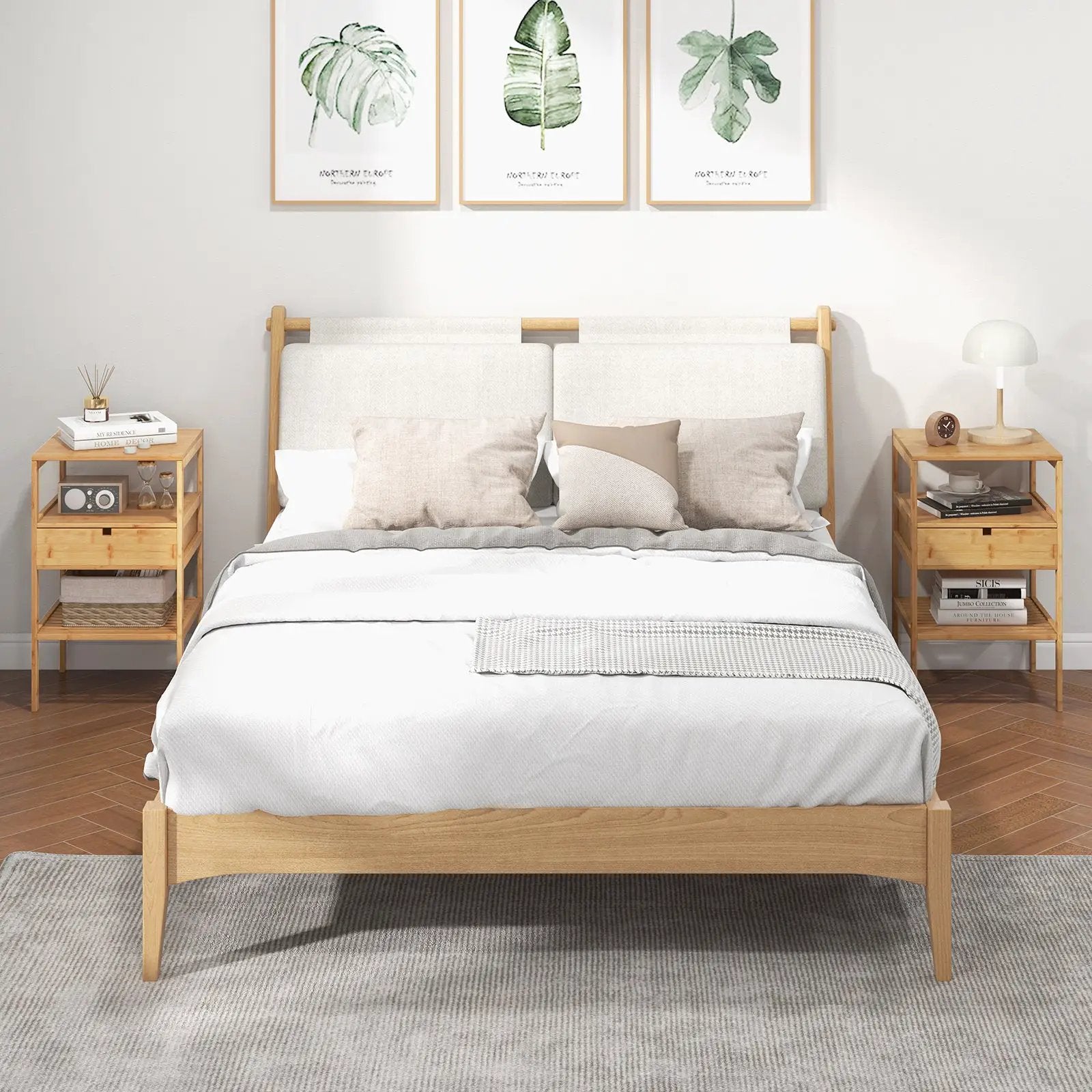 Bamboo Nightstand with Storage Drawer and Slatted Shelf by DirectDeals