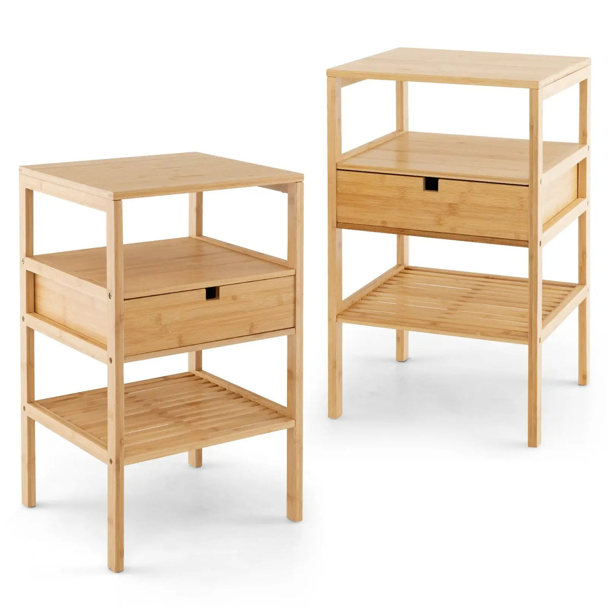 Bamboo Nightstand with Storage Drawer and Slatted Shelf by DirectDeals
