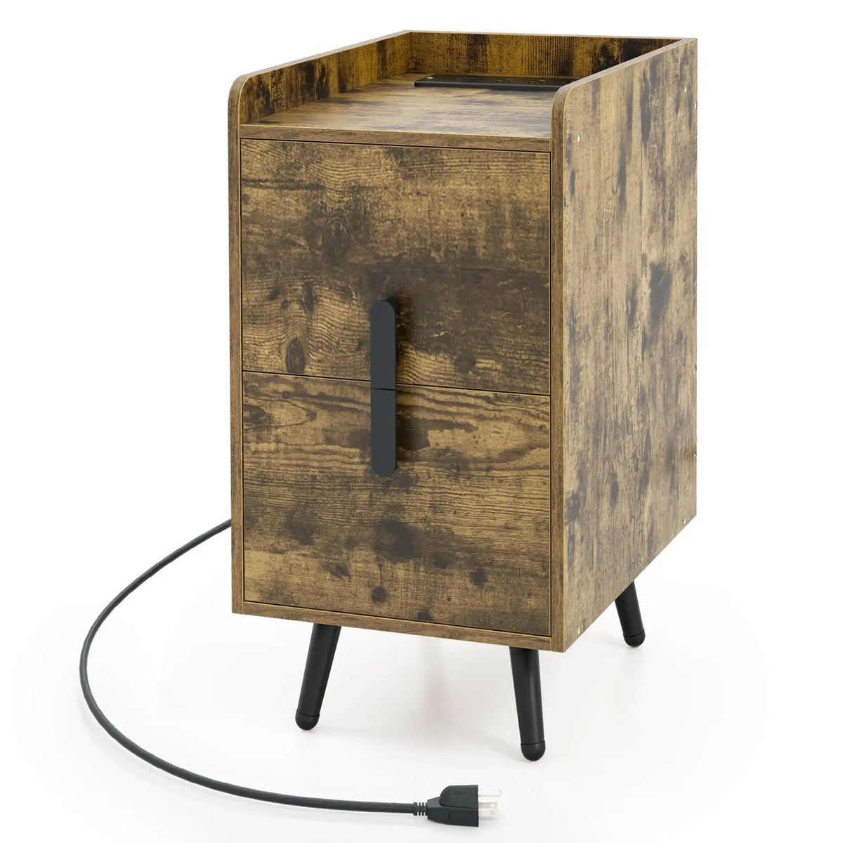 Nightstand Side Tables with 2 Drawers and 2 USB Ports by DirectDeals