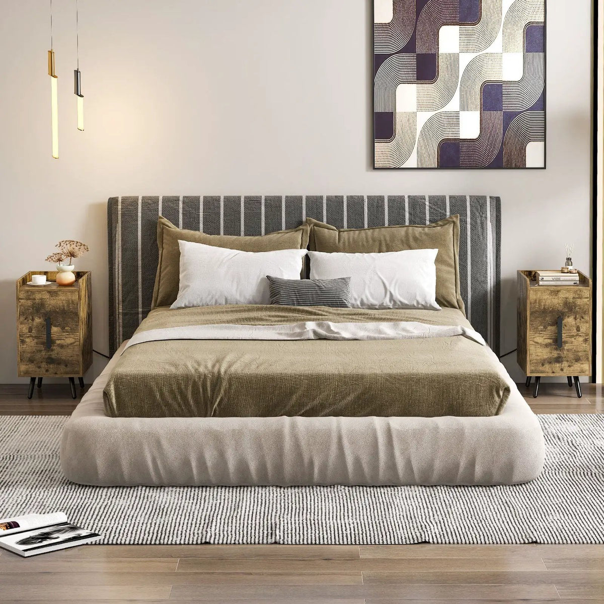 Nightstand Side Tables with 2 Drawers and 2 USB Ports by DirectDeals