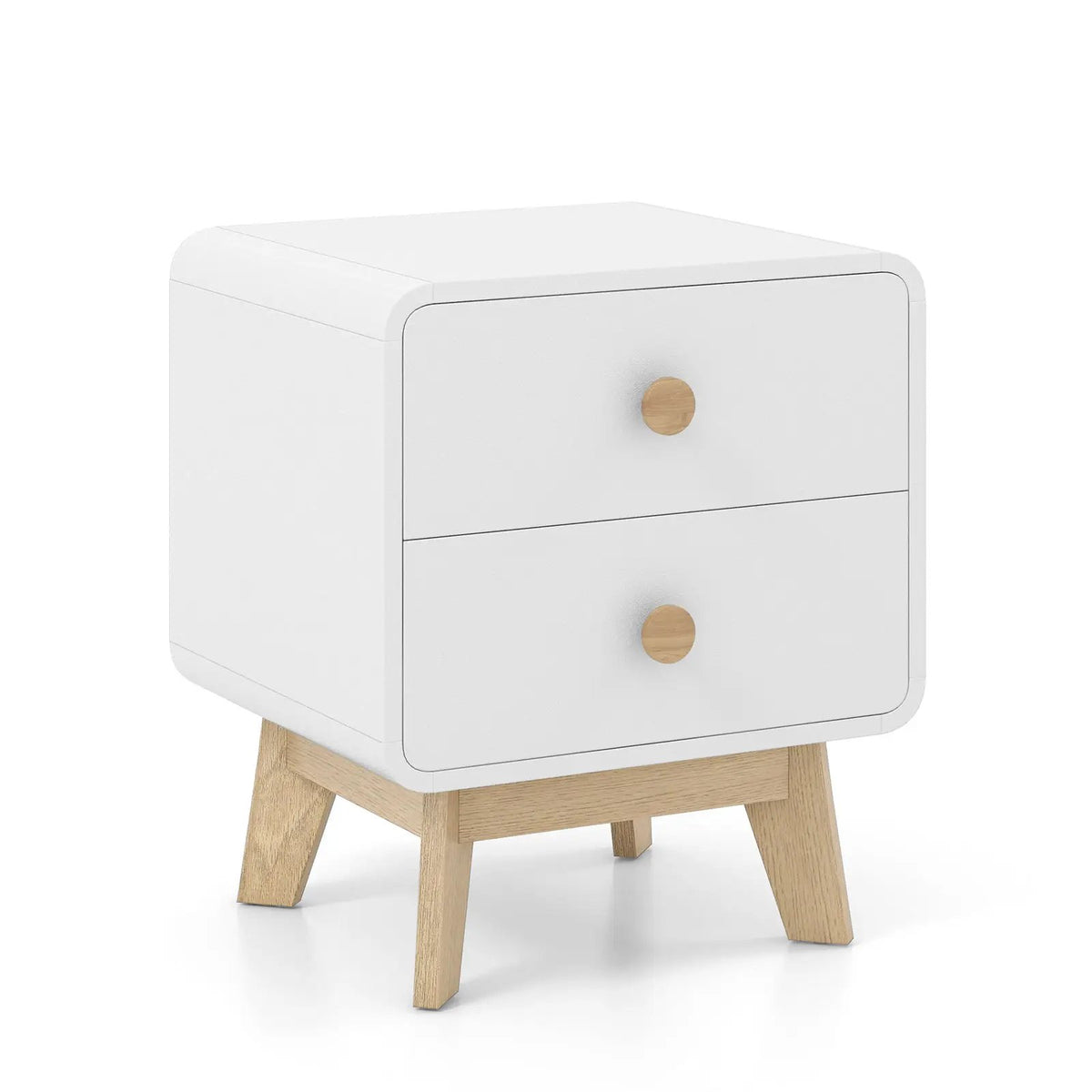 Nightstand with 2 Drawers Solid Rubber Wood Legs by DirectDeals
