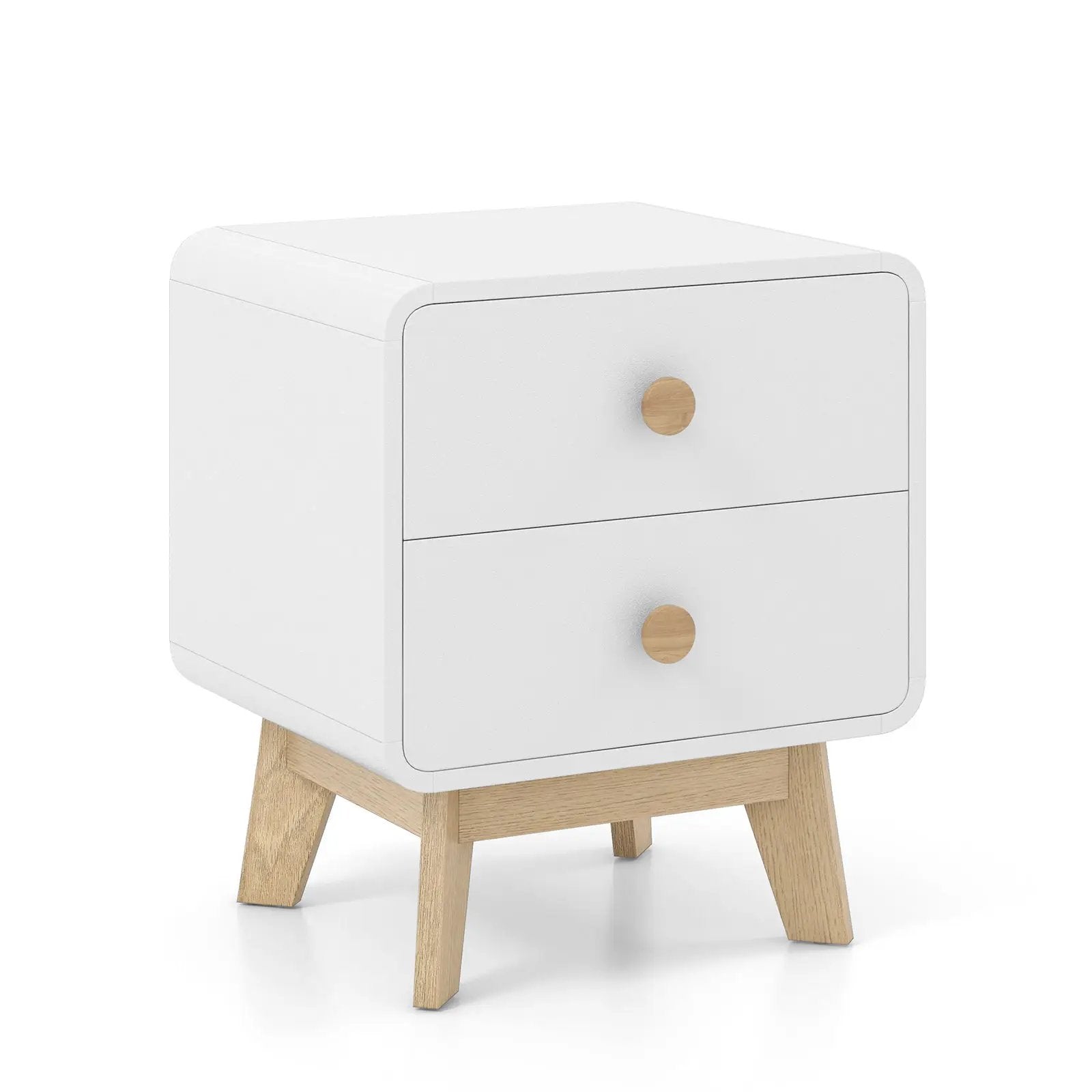 Nightstand with 2 Drawers Solid Rubber Wood Legs by DirectDeals