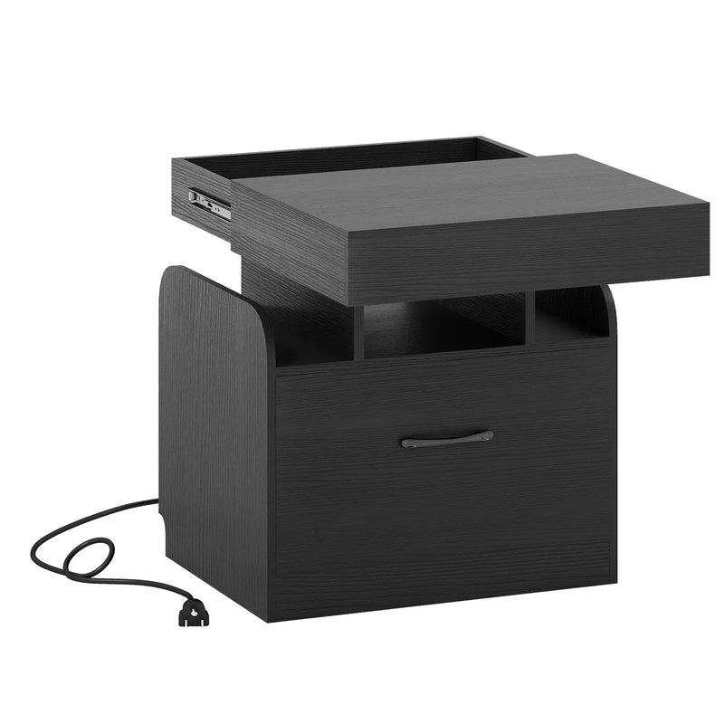 Nightstand with Charging Station Modern Bedside Table for Living Room Bedroom Office by DirectDeals