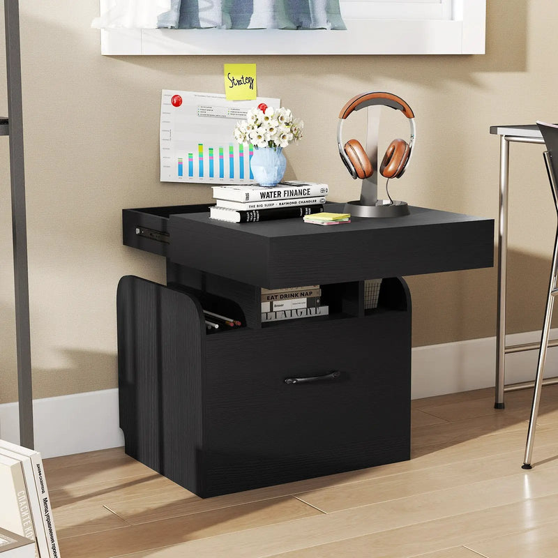 Nightstand with Charging Station Modern Bedside Table for Living Room Bedroom Office by DirectDeals