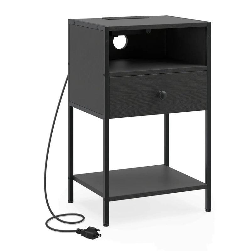 Nightstand with Charging Station Bedside Table with USB Ports and Outlets by DirectDeals
