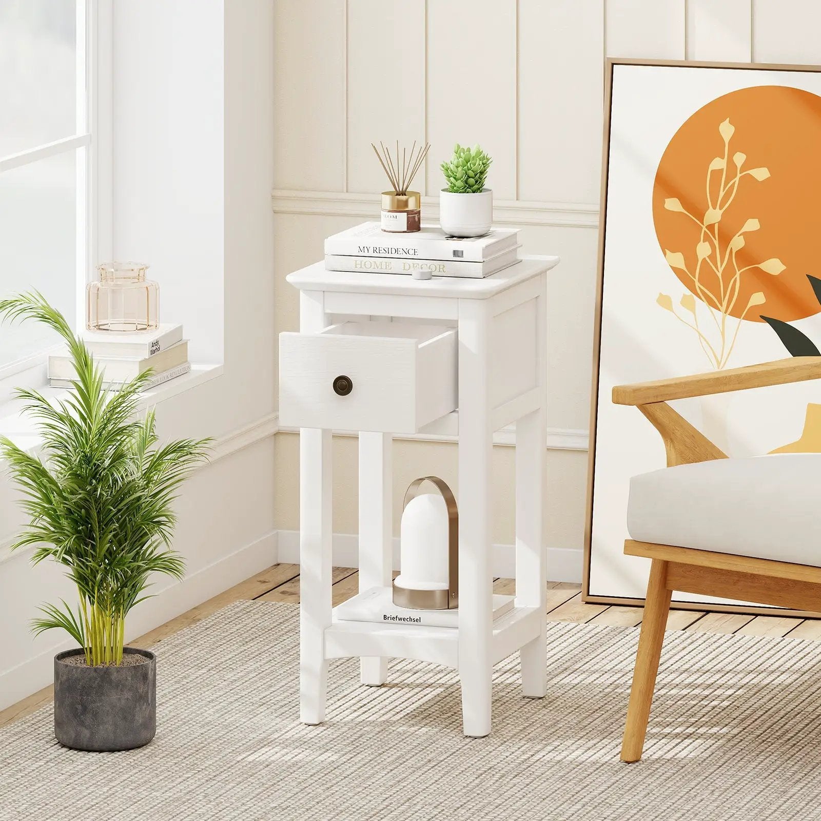 3-Tier Nightstand with Drawer and Open Storage Shelf by DirectDeals