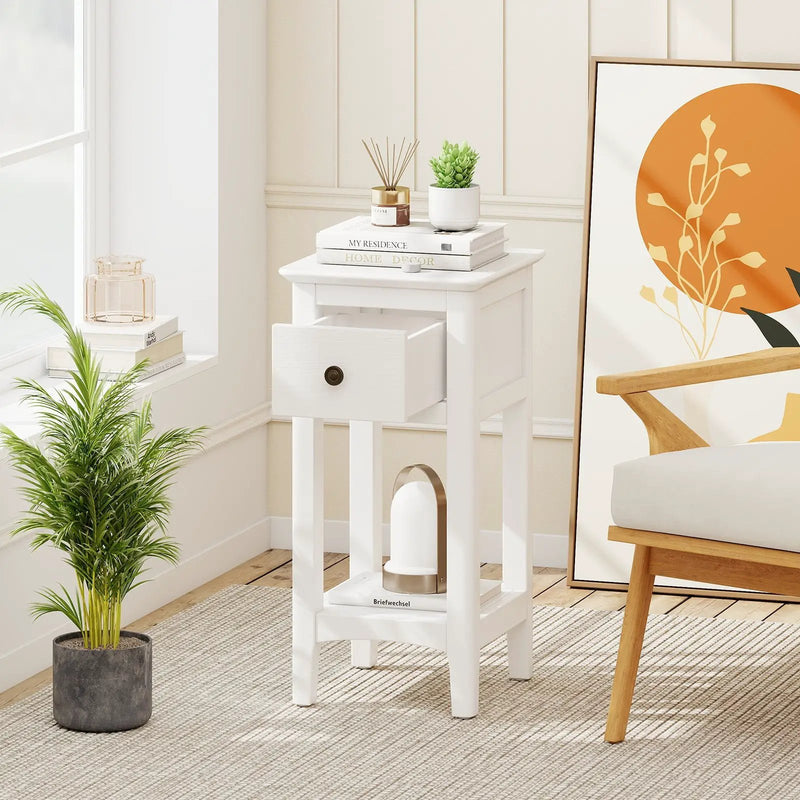 3-Tier Nightstand with Drawer and Open Storage Shelf by DirectDeals