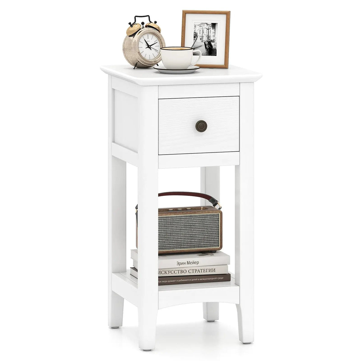 3-Tier Nightstand with Drawer and Open Storage Shelf by DirectDeals