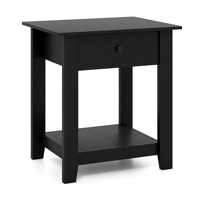 Nightstand with Drawer 3-Tier Modern Bedside Table with Open Shelf and Storage by DirectDeals
