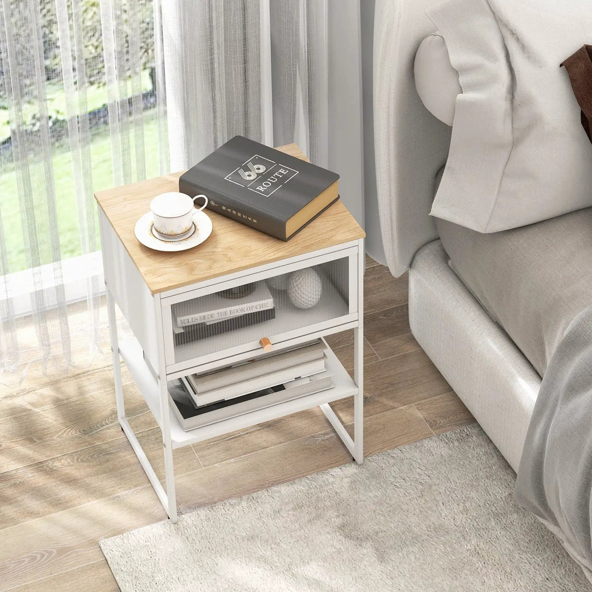 Nightstand with Flip up Door Storage Shelf by DirectDeals