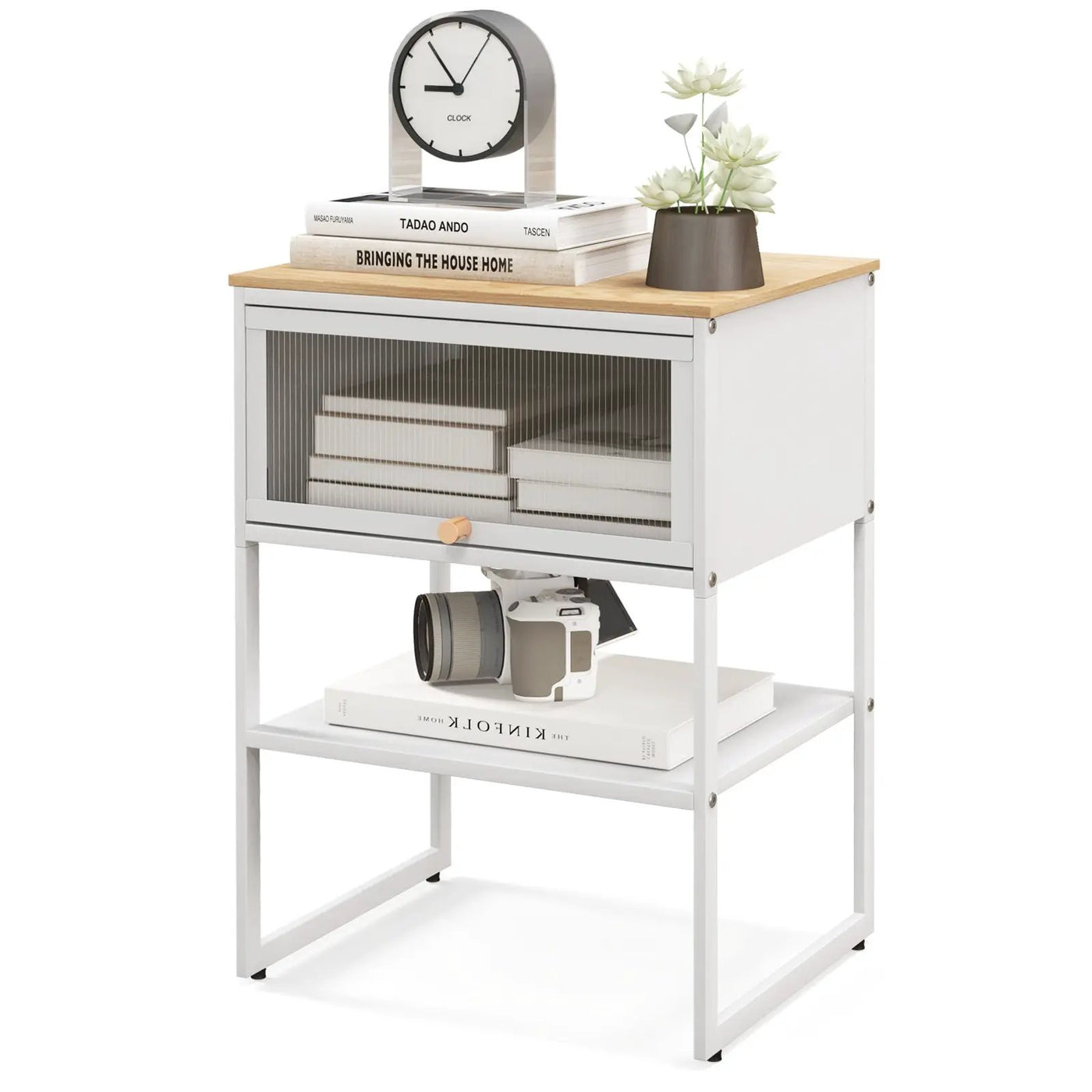 Nightstand with Flip up Door Storage Shelf by DirectDeals