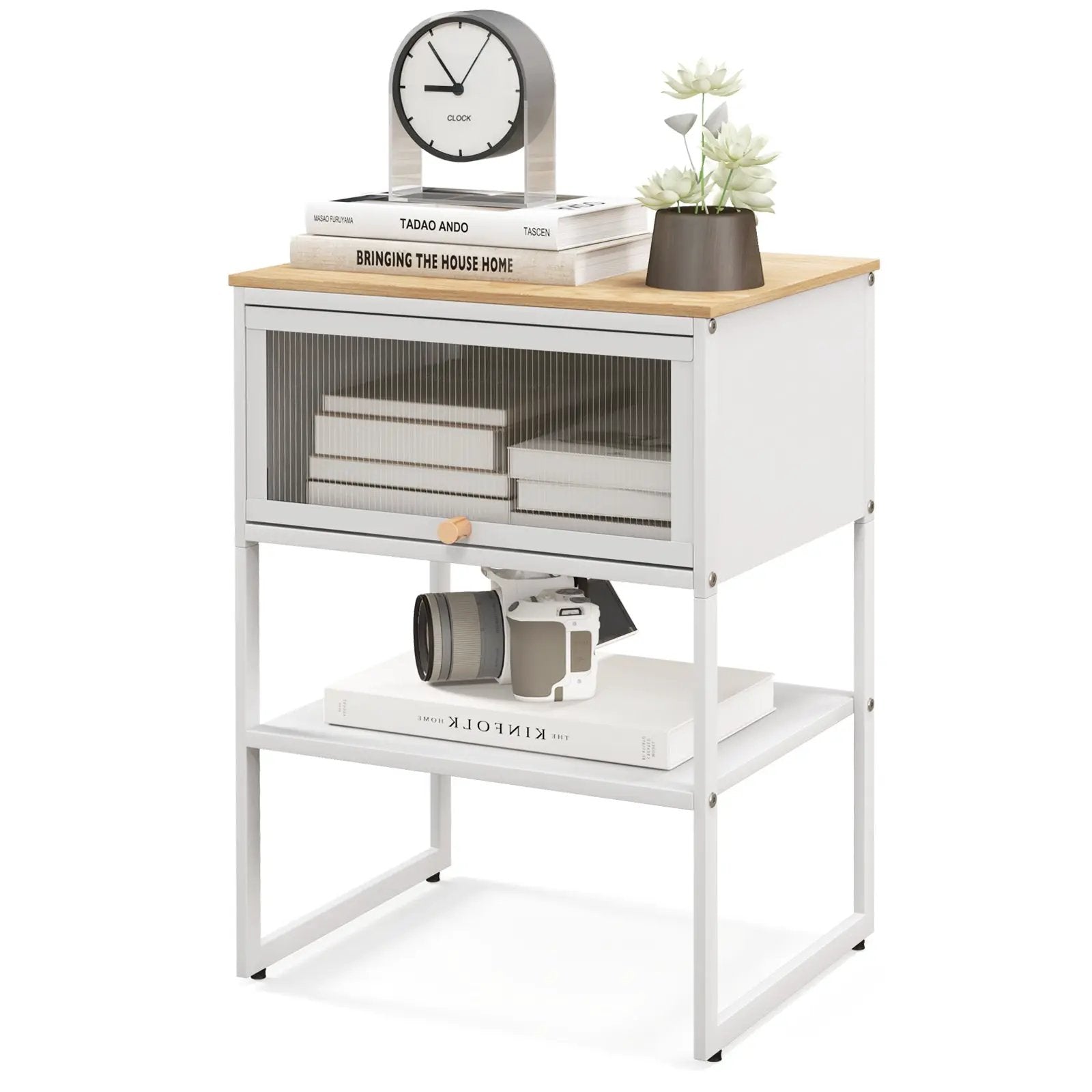 Nightstand with Flip up Door Storage Shelf by DirectDeals