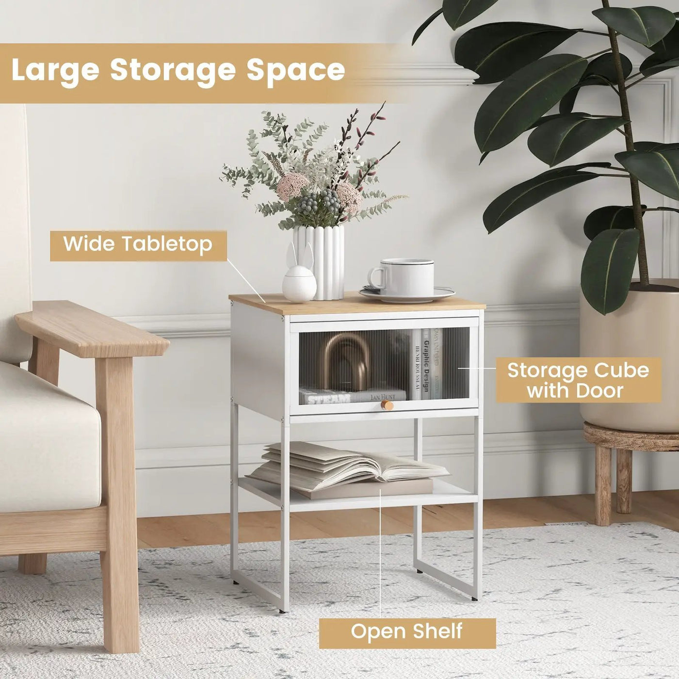 Nightstand with Flip up Door Storage Shelf by DirectDeals