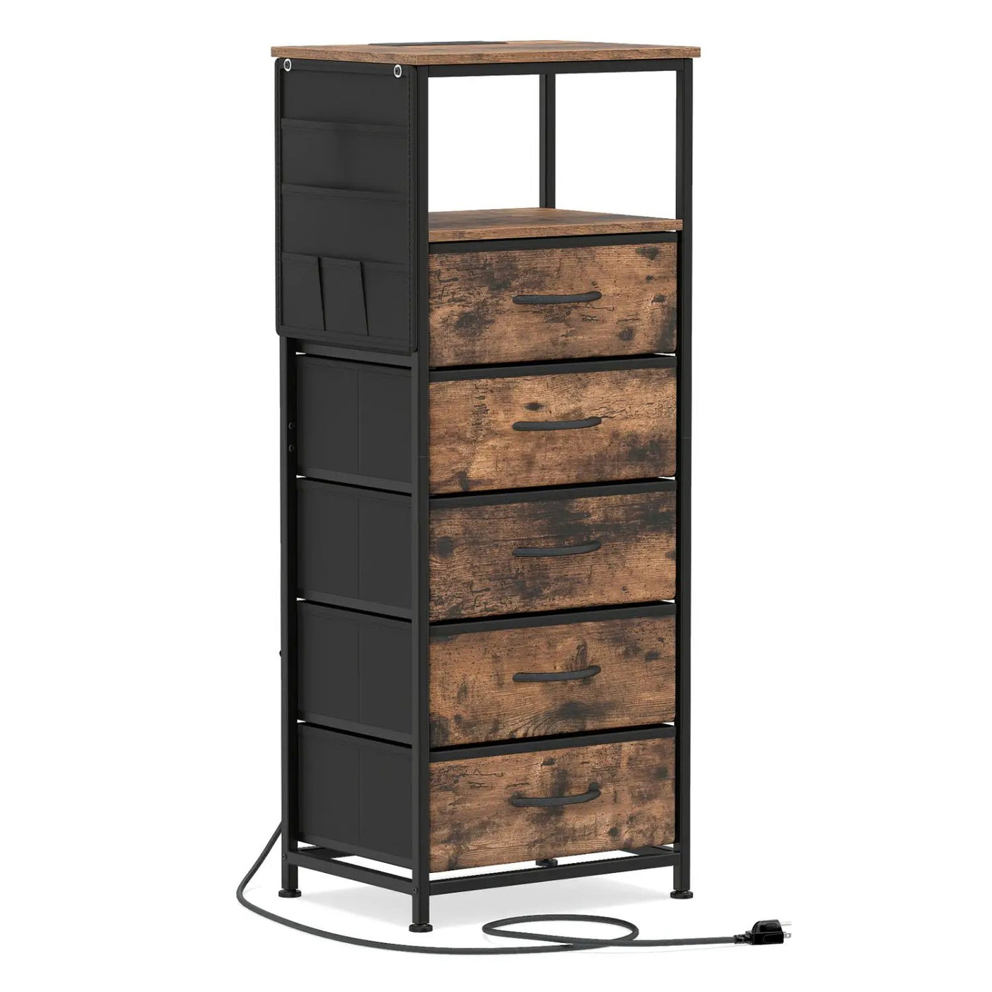 Nightstand with Integrated Charging Station 39 Inches Modern Bedside Table by DirectDeals