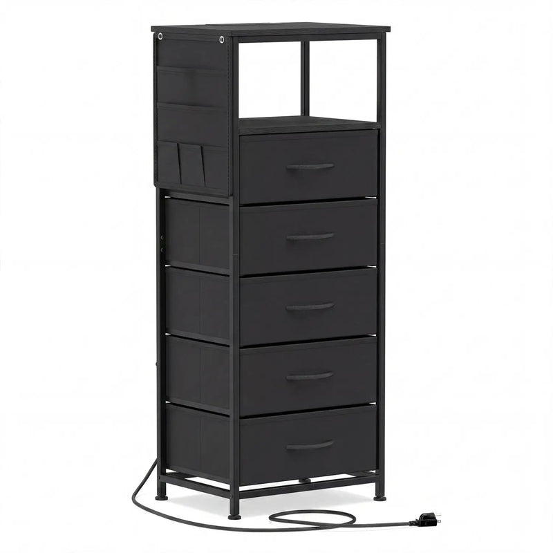 Nightstand with Integrated Charging Station 39 Inches Modern Bedside Table by DirectDeals