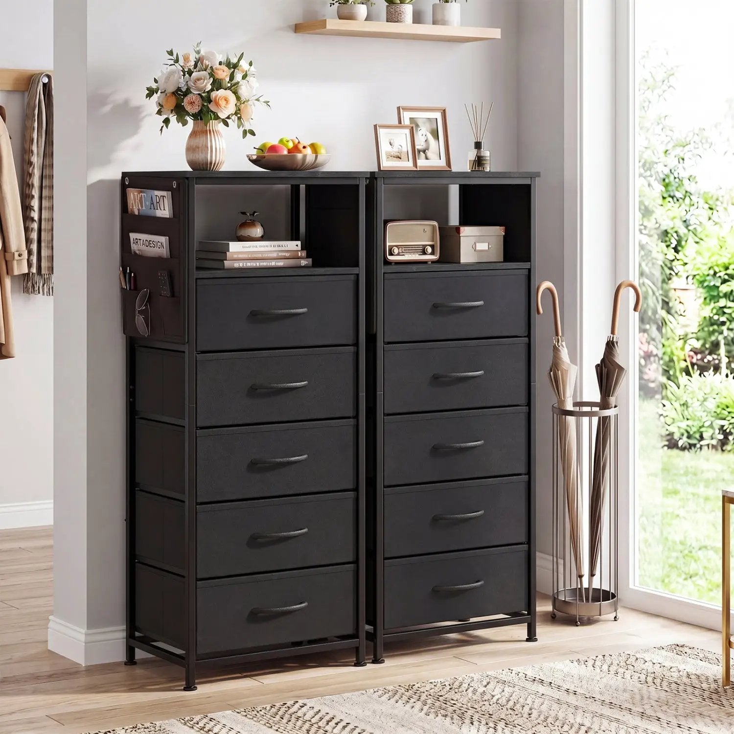 Nightstand with Integrated Charging Station 39 Inches Modern Bedside Table by DirectDeals