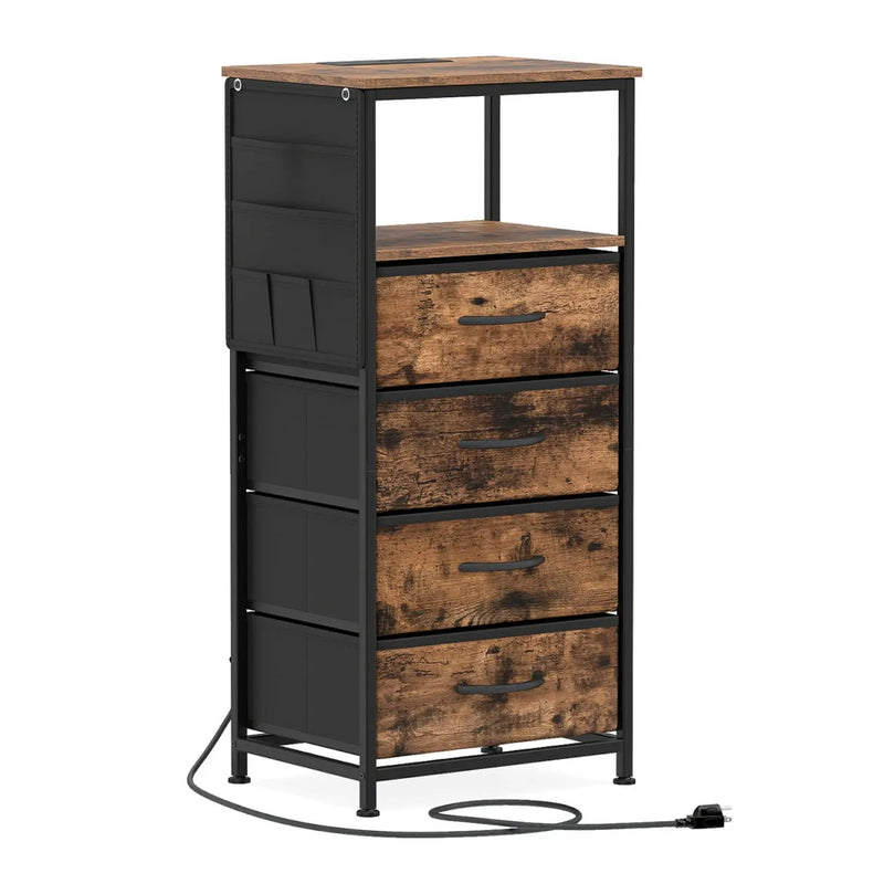 Nightstand with Integrated Charging Station 34" Modern Bedside Table by DirectDeals