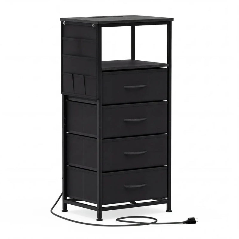 Nightstand with Integrated Charging Station 34" Modern Bedside Table by DirectDeals