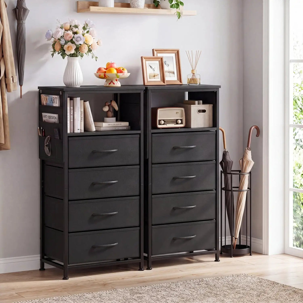 Nightstand with Integrated Charging Station 34" Modern Bedside Table by DirectDeals