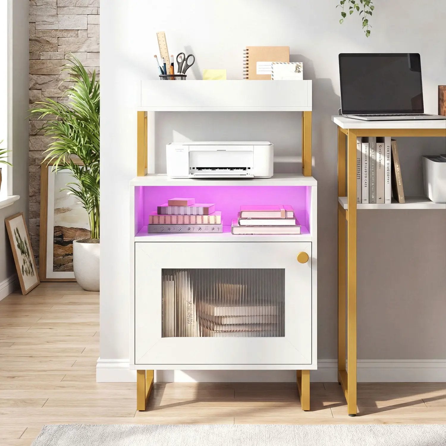 Nightstand with Integrated Charging Station 34" Modern Bedside Table by DirectDeals