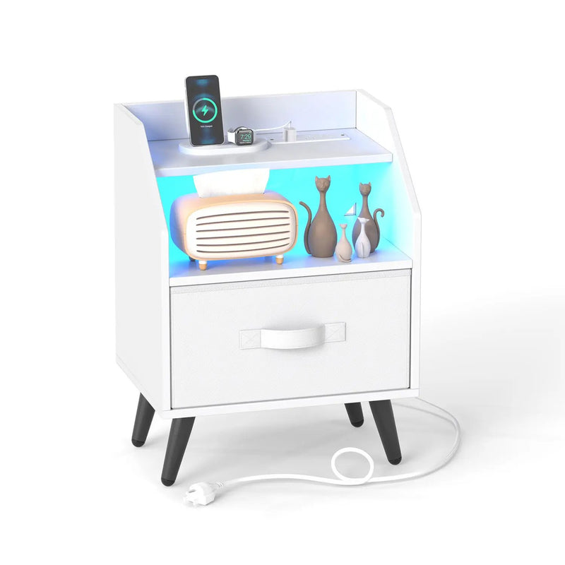 Nightstand with Power Outlets and LED Lighting by DirectDeals