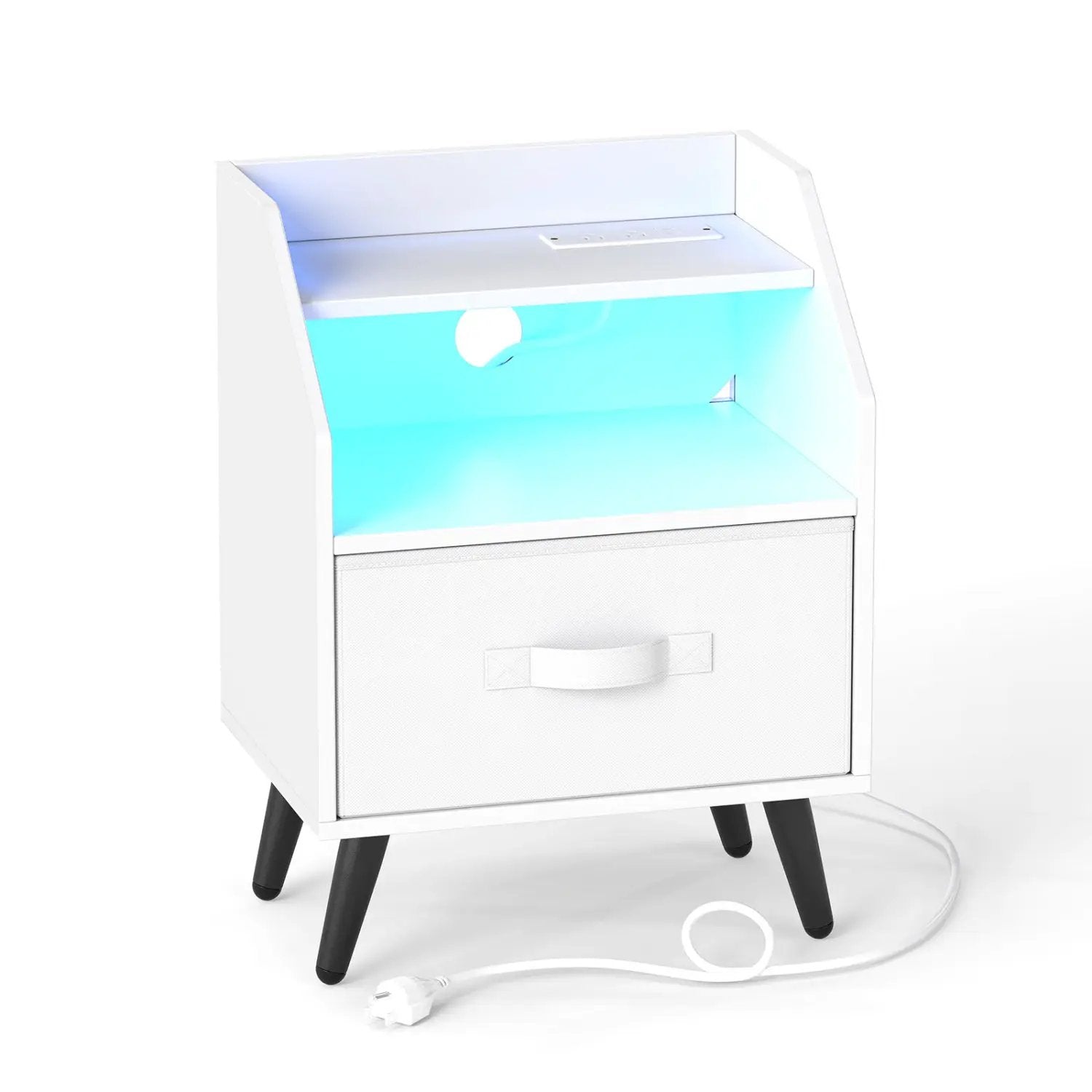 Nightstand with Power Outlets and LED Lighting by DirectDeals