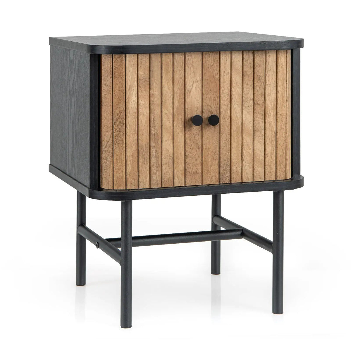 Mid-century Modern Nightstand with Sliding Doors and Storage Cabinet by DirectDeals