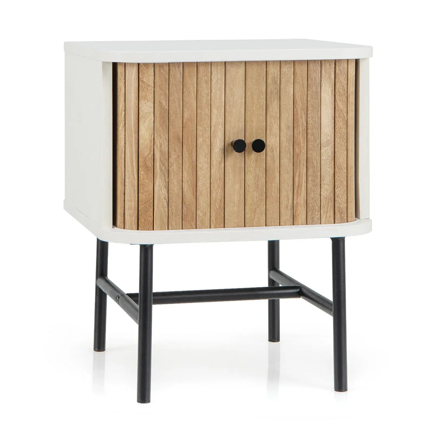 Mid-century Modern Nightstand with Sliding Doors and Storage Cabinet by DirectDeals