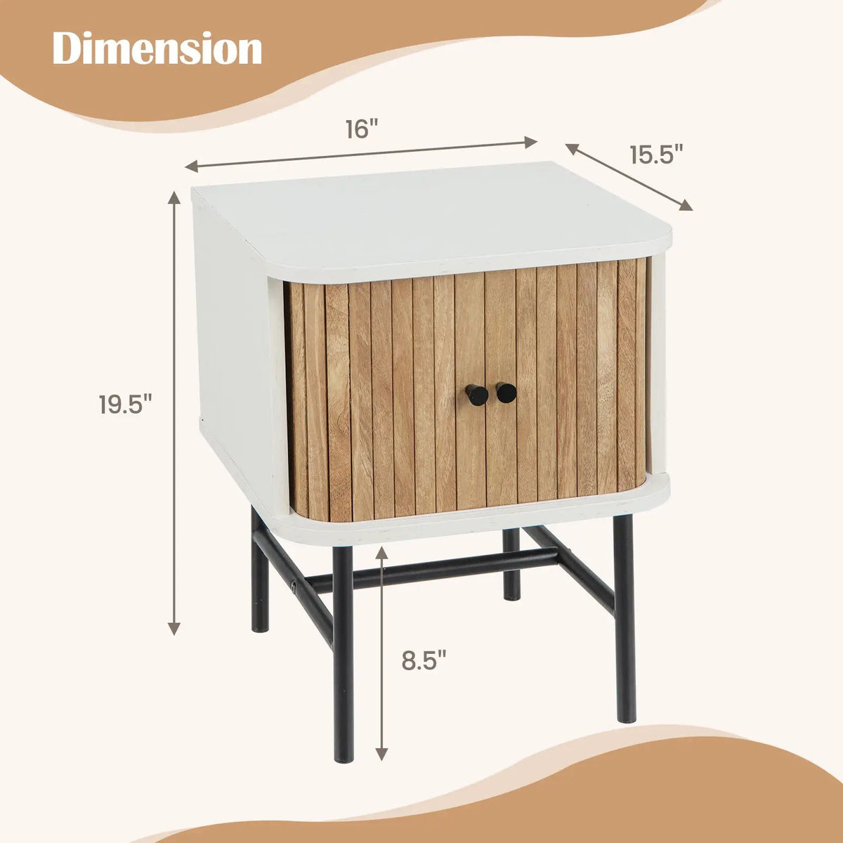 Mid-century Modern Nightstand with Sliding Doors and Storage Cabinet by DirectDeals
