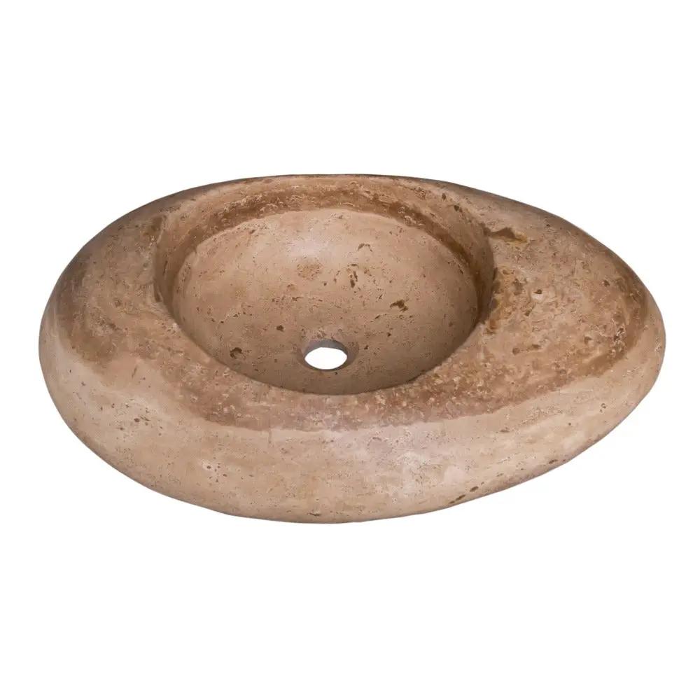 Noce Travertine Kayak Vessel Sink Honed and Filled 16x23x6 by GobekDesign
