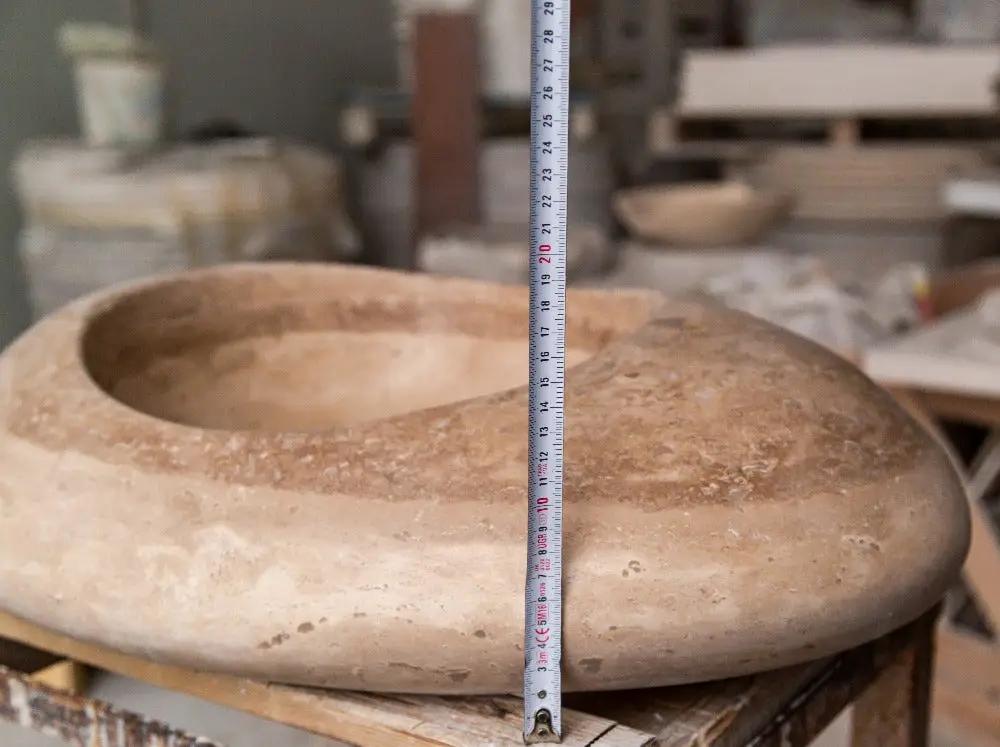 Noce Travertine Kayak Vessel Sink Honed and Filled 16x23x6 by GobekDesign