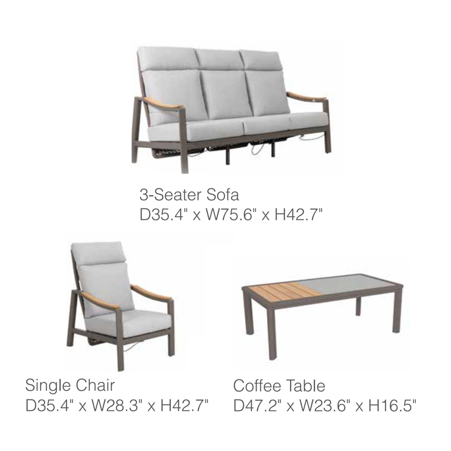Noctis 4-Piece Adjustable Aluminum Living Room Set by Outdoor-USA®