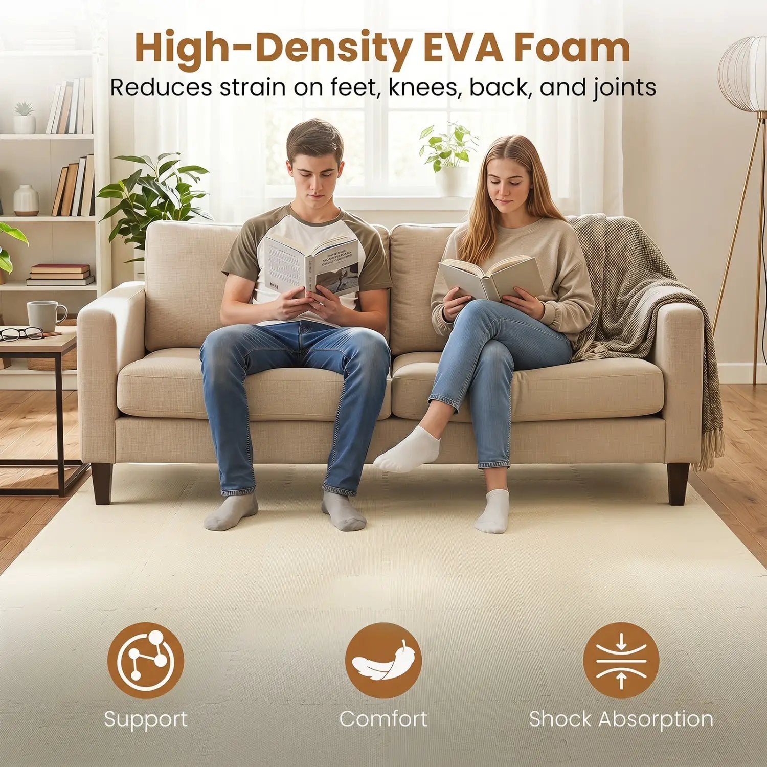 Interlocking Foam Floor Tiles 36-Pack with Borders by DirectDeals