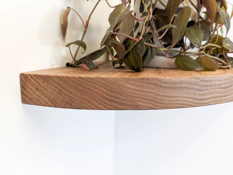 Floating Corner Shelf with Round Edge in Oak by NookWoodworking