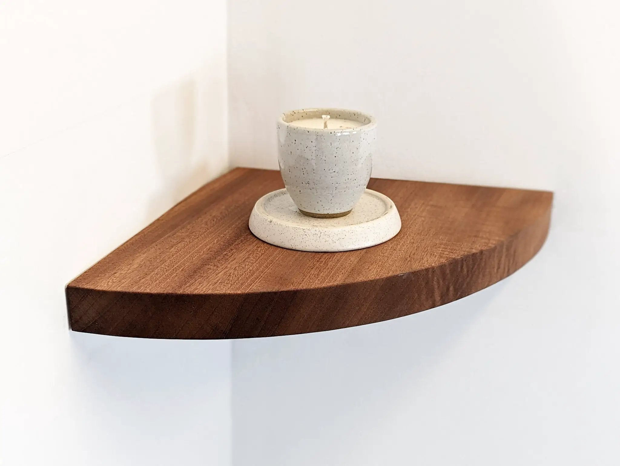 Floating Corner Shelf with Round Edge in Oak by NookWoodworking