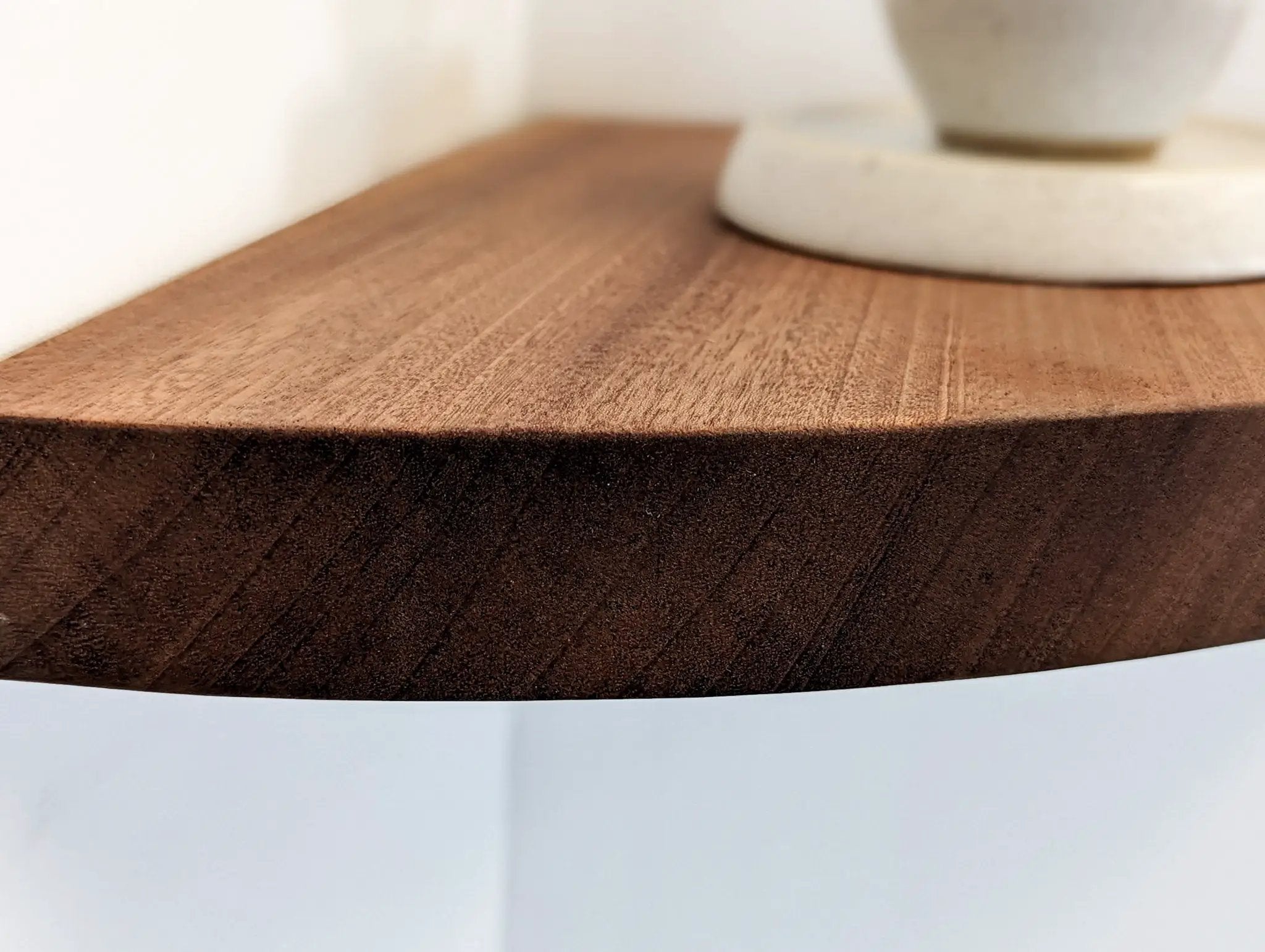 Floating Corner Shelf with Round Edge in Mahogany by NookWoodworking