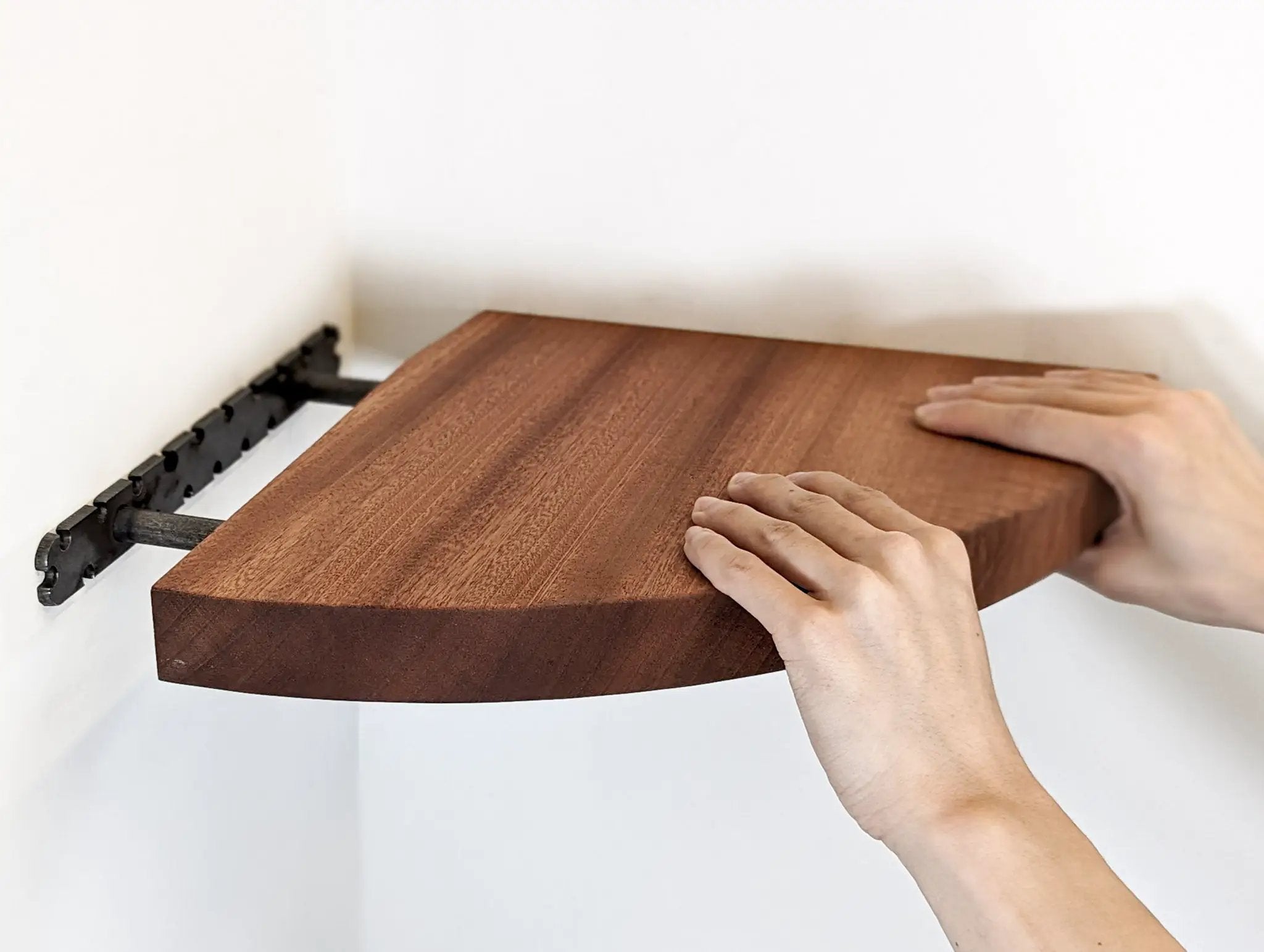 Floating Corner Shelf with Round Edge in Oak by NookWoodworking