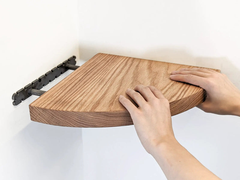 Floating Corner Shelf with Round Edge in Oak by NookWoodworking