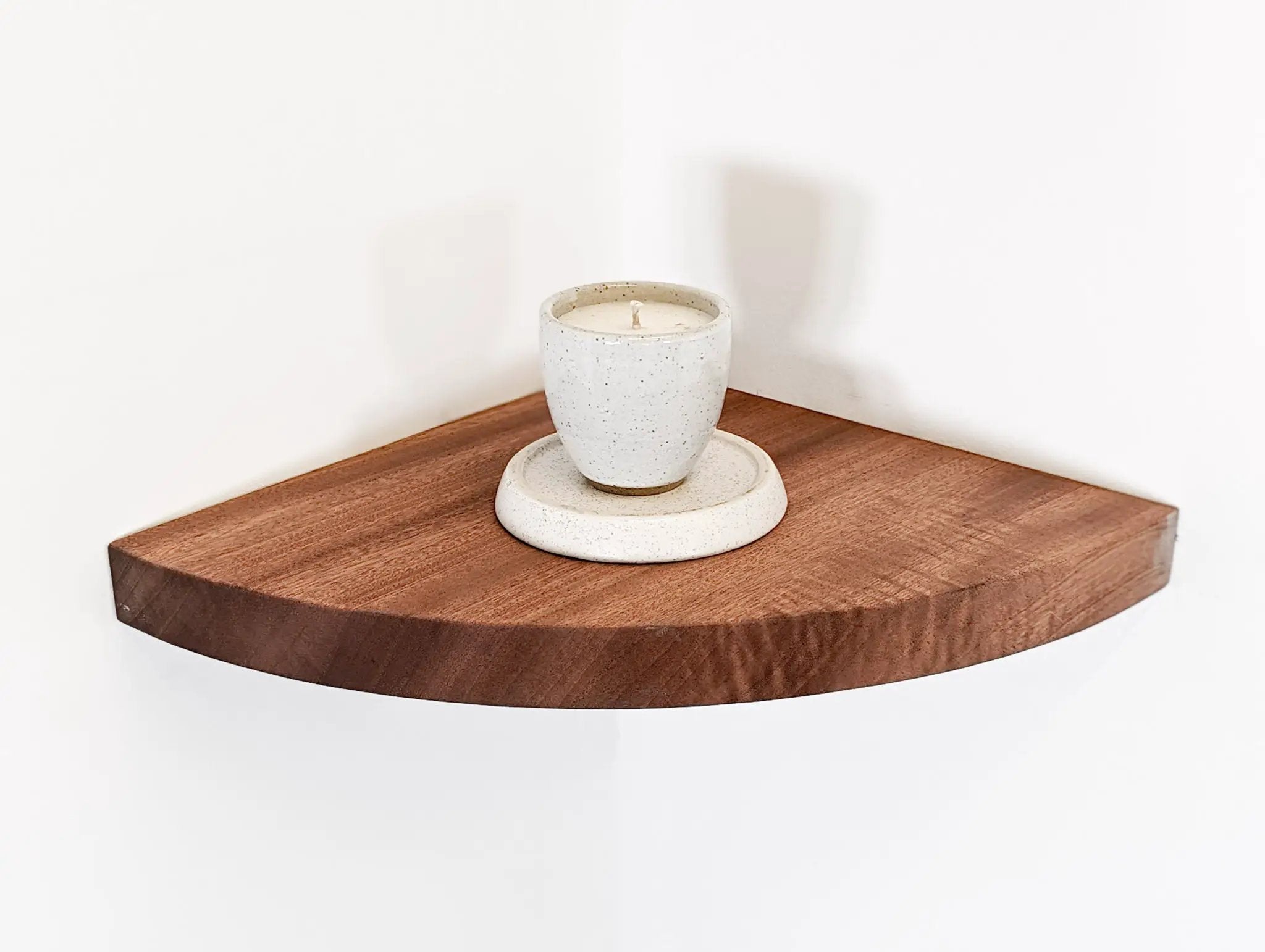 Floating Corner Shelf with Round Edge in Mahogany by NookWoodworking