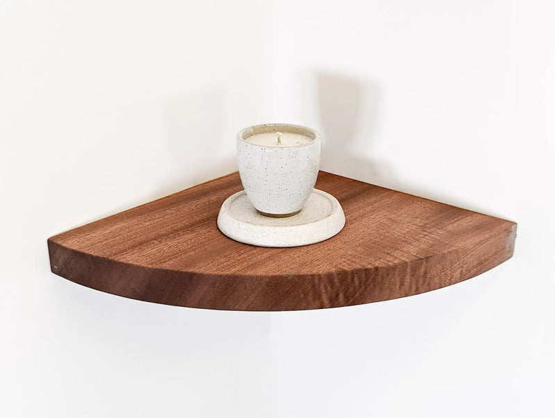 Floating Corner Shelf with Round Edge in Mahogany by NookWoodworking