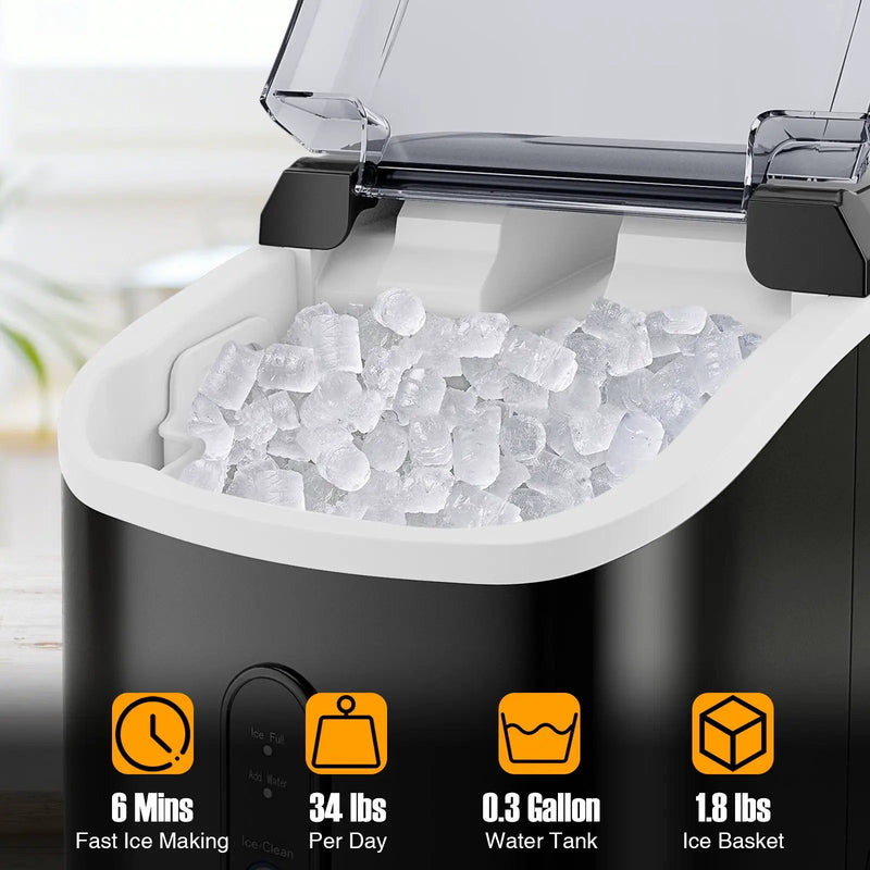 Nugget Countertop Ice Maker with Soft Chewable Pellet Ice-Black by DirectDeals